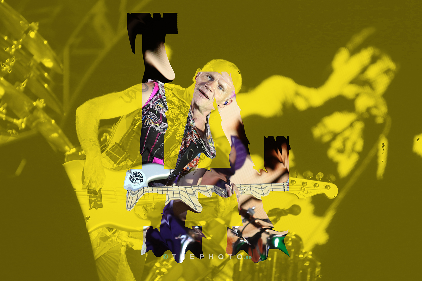 Hot in LA. Flea from the Red Hot Chili Peppers melting in his own funk rock.